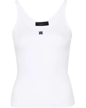Amiri Ma Embroidered Ribbed Tank Top - White