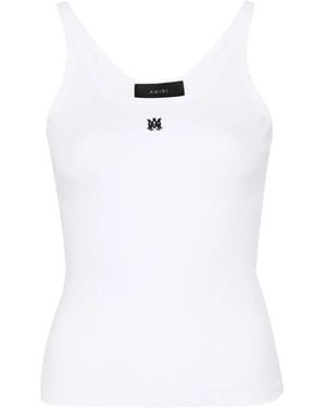Amiri Ma Embroidered Ribbed Tank Top - White