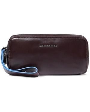 Piquadro Three-Dividers Leather Clutch - Purple