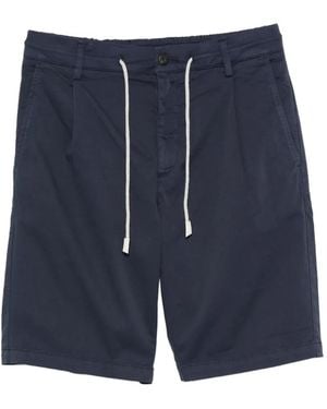Eleventy Drawstring Pleated-Front Shorts - Blue