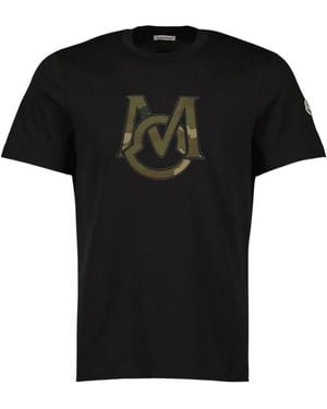 Moncler T-Shirt Mit Camouflage-Patch - Schwarz