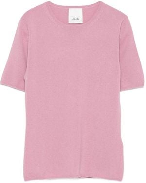 Allude クルーネック カシミアトップ - ピンク