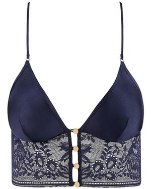 Aubade Midnight Whisper Pyjama-Oberteil Mit Spitzenbesatz - Blau