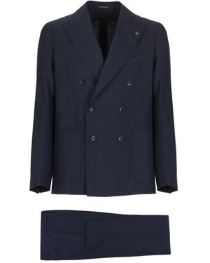 Tagliatore Checked Double-Breasted Suit - Blue