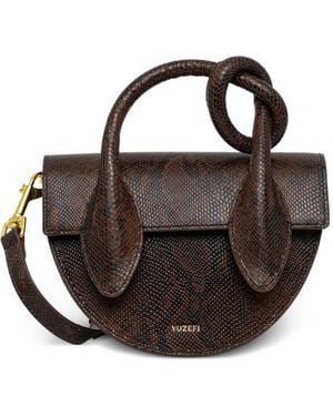 Yuzefi Pretzel Embossed Tote Bag - Brown