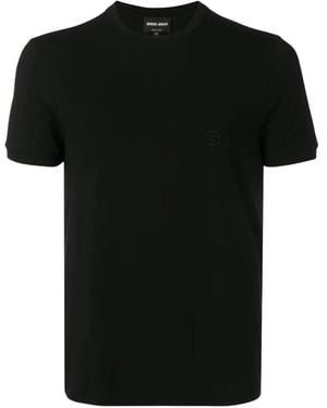 Giorgio Armani Ga Logo-Embroidered T-Shirt - Black