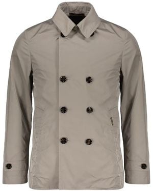 Moorer Double-Breasted Spread-Collar Jacket - Gray