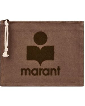 Isabel Marant Netia コットンクラッチバッグ S - ブラウン
