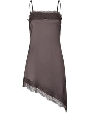 Samsøe & Samsøe Asymmetrisches Kleid Mit Spitzensaum - Braun