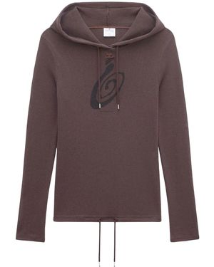 Courreges Logo-Print Mesh Hoodie - Brown