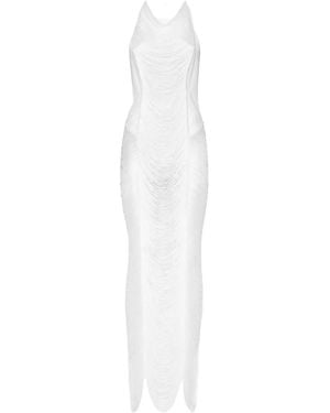 Philipp Plein Midikleid mit Fransen - Weiß