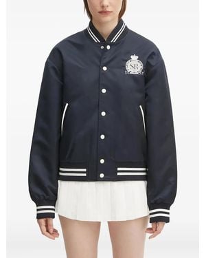 Sporty & Rich Embroidered-Logo Bomber Jacket - Blue