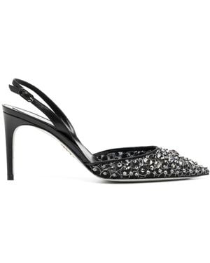 Rene Caovilla 80Mm Crystal-Embellished Leather Sandals - Metallizzato