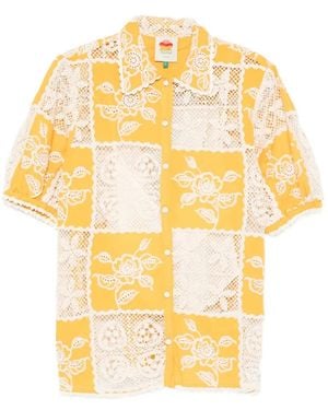 FARM Rio Patchwork Floral-Embroidered Shirt - Metallic
