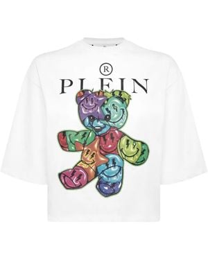 Philipp Plein Teddy クロップド Tシャツ - ホワイト