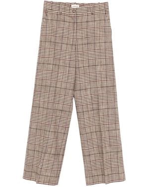 P.A.R.O.S.H. Checked Straight-Leg Pants - Brown