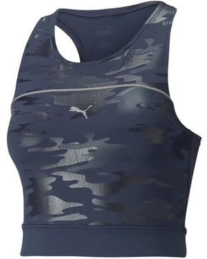 PUMA Run High Camouflage-Print Crop Top - Blue