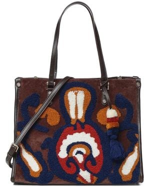 V73 Quarzo Embroidered Tassel-Detail Tote Bag - White