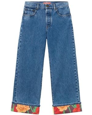 La DoubleJ Vaqueros con bordado floral - Azul