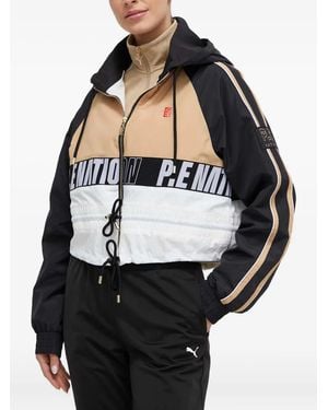 P.E Nation Hooded Striped Jacket - Black