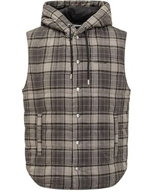 Off-White c/o Virgil Abloh Gilet A Quadri Con Cappuccio - Grigio