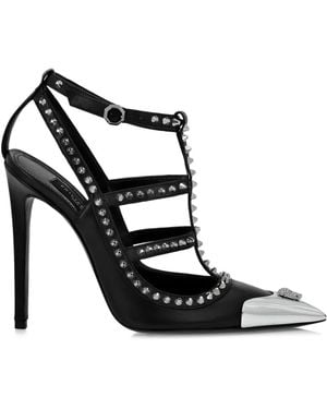 Philipp Plein 120Mm Stud-Embellished Leather Sandals - Black
