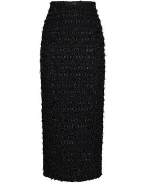 Thom Browne Satin Ribbon Tweed Frayed Hobble Skirt - Black