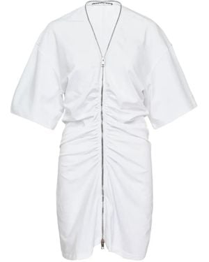 Alexander Wang Zip-Up Gathered Mini Dress - White