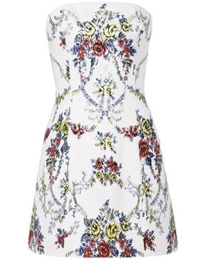 Alice + Olivia Velia Floral-Print Strapless Mini Dress - White