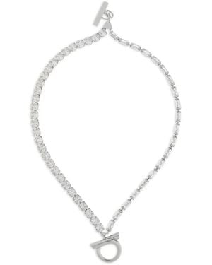 Ferragamo Pulsera Gancini Con Apliques De Cristal - Blanco