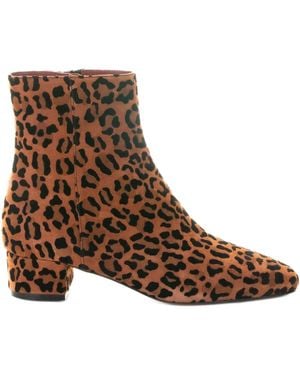 Roberto Festa Leopard-Print Block-Heel Boots - Brown