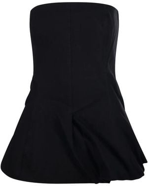 LAMRONS Strapless Bubble-Hem Top - Black