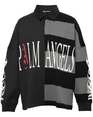Palm Angels Logo-Print Polo Shirt - Black