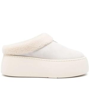 Giuseppe Zanotti Platform Shearling Mules - Natural