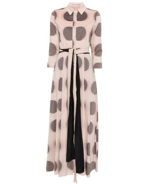 CAMILLA Polka-Dot Belted Maxi Dress - White