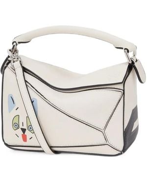 Loewe Mini Futurist Cat Puzzle Leather Tote Bag - White