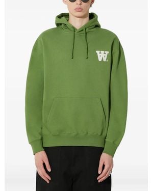WOOD WOOD Drawstring Logo Hoodie - Green