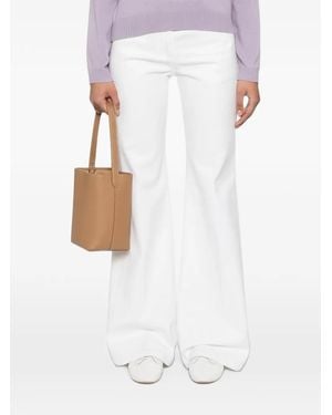 Brunello Cucinelli Logo-Patch Flared Pants - White
