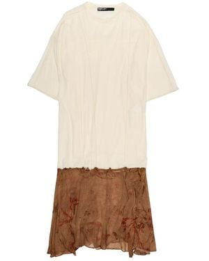 Bimba Y Lola Floral Details Midi Dress - Natural