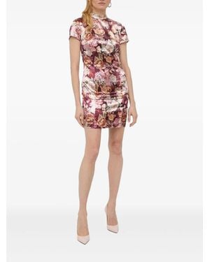 Guess Floral-Print Turtleneck Mini Cocktail Dress - Red
