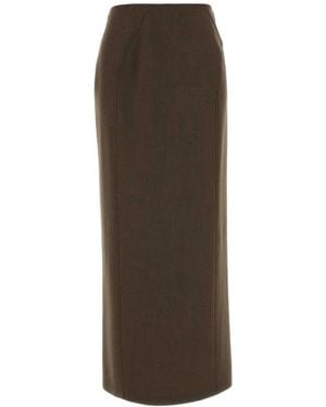 Jil Sander Rear-Slit High-Waist Pencil Skirt - Brown