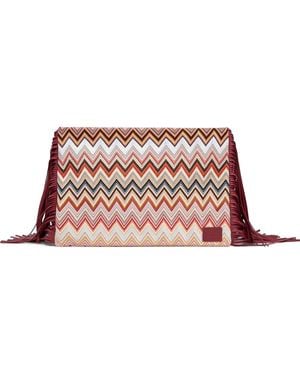 Missoni Fringe-Detail Chevron Clutch Bag - Pink
