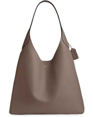 COACH Logo-Stamp Leather Shoulder Bag - Brown
