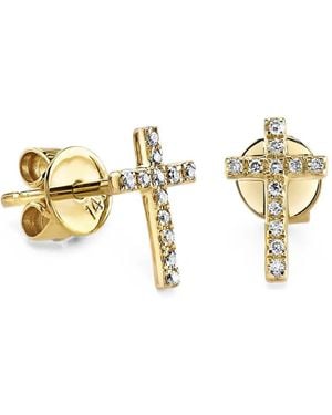Sydney Evan Diamond Cross Stud Earrings - Metallic