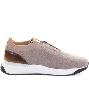 Santoni ニットパネル スニーカー - ブラウン
