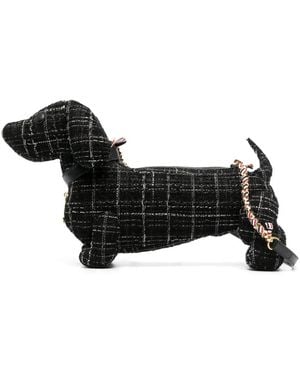 Thom Browne Mini Hector Schultertasche Aus Tweed - Schwarz