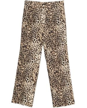Marella Leopard-Print Pants - White