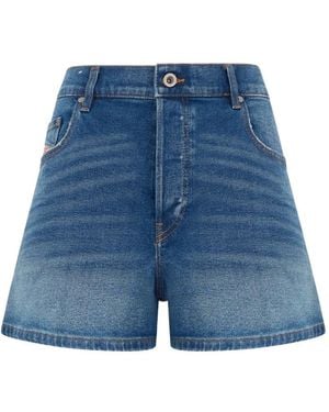 DIESEL Distressed High-Waisted Shorts - Blue