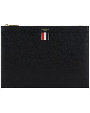 Thom Browne グレインレザークラッチ - ブラック