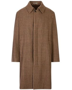 Corneliani Prince Of Wales Check Single-Breasted Coat - Brown
